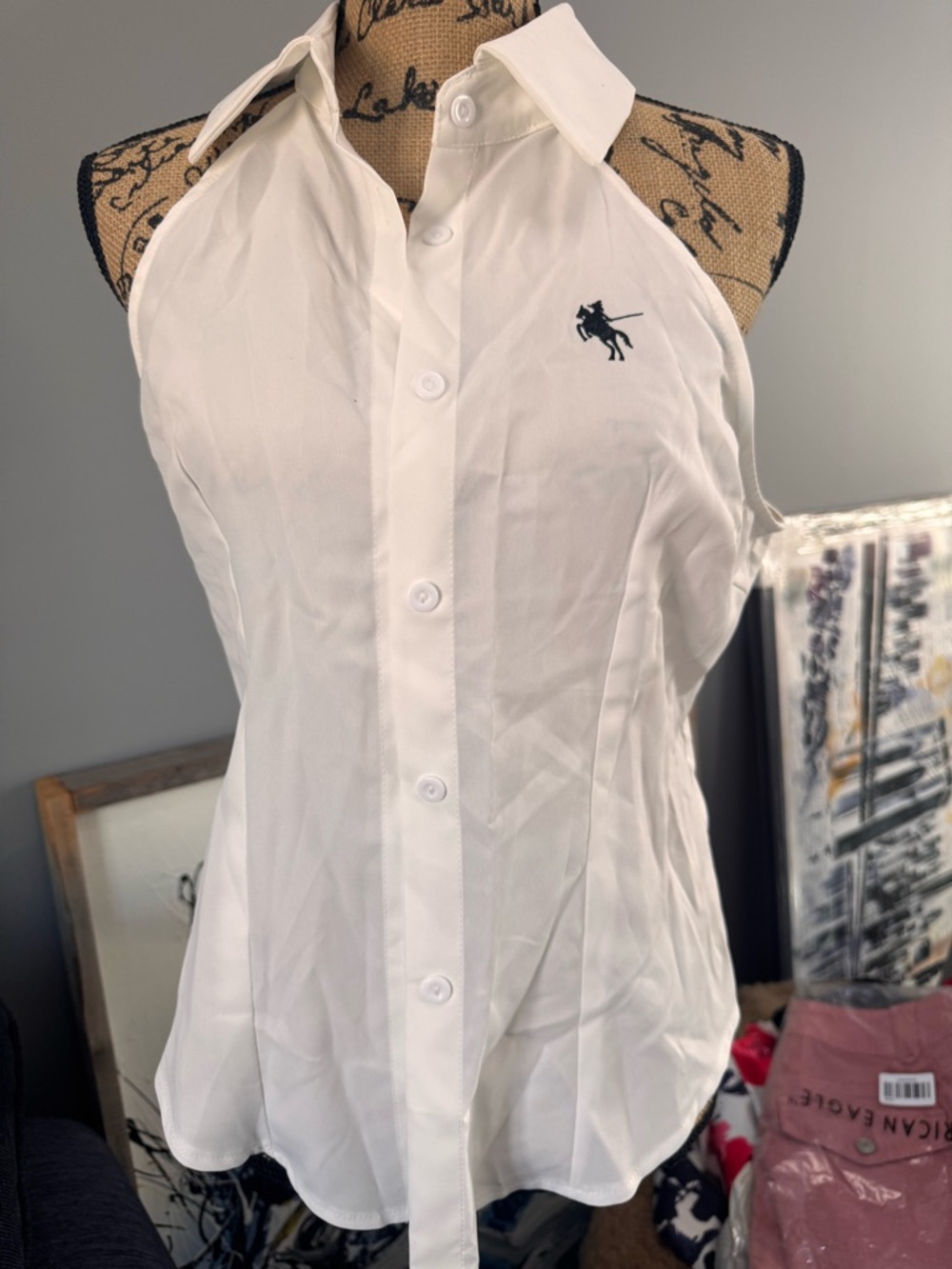 SHEIN White Lightweight Button-Front Top